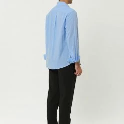 Allegra K Men's Contrast Color Plaid Collar Button Down Long Sleeves Office Dress Shirt