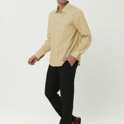 Allegra K Men's Contrast Color Plaid Collar Button Down Long Sleeves Office Dress Shirt