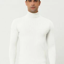 Allegra K Men's Turtleneck Sweaters Winter Ribbed Cable Knit Pullover Sweater