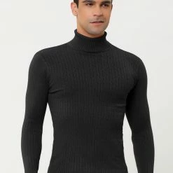 Allegra K Men's Turtleneck Sweaters Winter Ribbed Cable Knit Pullover Sweater