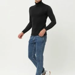 Allegra K Men's Turtleneck Sweaters Winter Ribbed Cable Knit Pullover Sweater
