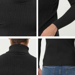 Allegra K Men's Turtleneck Sweaters Winter Ribbed Cable Knit Pullover Sweater