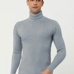 Allegra K Men's Turtleneck Sweaters Winter Ribbed Cable Knit Pullover Sweater