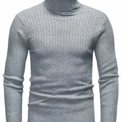 Allegra K Men's Turtleneck Sweaters Winter Ribbed Cable Knit Pullover Sweater