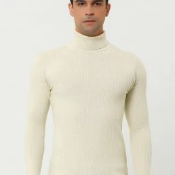 Allegra K Men's Turtleneck Sweaters Winter Ribbed Cable Knit Pullover Sweater