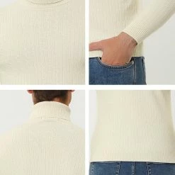 Allegra K Men's Turtleneck Sweaters Winter Ribbed Cable Knit Pullover Sweater