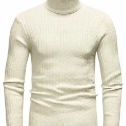 Allegra K Men's Turtleneck Sweaters Winter Ribbed Cable Knit Pullover Sweater