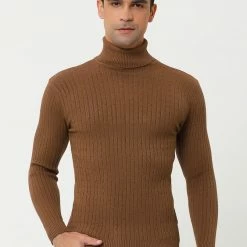 Allegra K Men's Turtleneck Sweaters Winter Ribbed Cable Knit Pullover Sweater