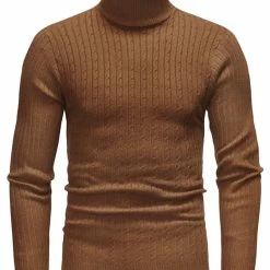 Allegra K Men's Turtleneck Sweaters Winter Ribbed Cable Knit Pullover Sweater