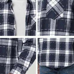 Allegra K Men's Plaid Flannel Shirt Brushed Casual Long Sleeve Button Down Check Shirt