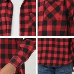 Allegra K Men's Plaid Flannel Shirt Brushed Casual Long Sleeve Button Down Check Shirt