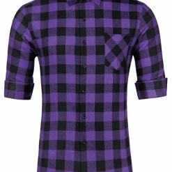 Allegra K Men's Plaid Flannel Shirt Brushed Casual Long Sleeve Button Down Check Shirt
