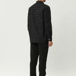 Allegra K Men's Plaid Flannel Shirt Brushed Casual Long Sleeve Button Down Check Shirt