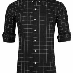Allegra K Men's Plaid Flannel Shirt Brushed Casual Long Sleeve Button Down Check Shirt