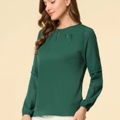 Allegra K Women's Work Office Chiffon Shirt Semi Sheer Long Sleeves Keyhole Neck Elegant Blouse Top 82 Allegra K Women's Work Office Chiffon Shirt Semi Sheer Long Sleeves Keyhole Neck Elegant Blouse Top
