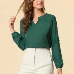 Allegra K Women's Work Office Chiffon Shirt Semi Sheer Long Sleeves Keyhole Neck Elegant Blouse Top 83 Allegra K Women's Work Office Chiffon Shirt Semi Sheer Long Sleeves Keyhole Neck Elegant Blouse Top
