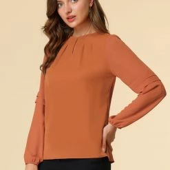 Allegra K Women's Work Office Chiffon Shirt Semi Sheer Long Sleeves Keyhole Neck Elegant Blouse Top 69 Allegra K Women's Work Office Chiffon Shirt Semi Sheer Long Sleeves Keyhole Neck Elegant Blouse Top