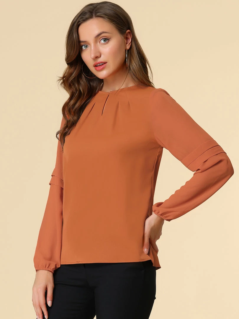 Allegra K Women's Work Office Chiffon Shirt Semi Sheer Long Sleeves Keyhole Neck Elegant Blouse Top 28 Allegra K Women's Work Office Chiffon Shirt Semi Sheer Long Sleeves Keyhole Neck Elegant Blouse Top