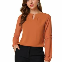 Allegra K Women's Work Office Chiffon Shirt Semi Sheer Long Sleeves Keyhole Neck Elegant Blouse Top 68 Allegra K Women's Work Office Chiffon Shirt Semi Sheer Long Sleeves Keyhole Neck Elegant Blouse Top