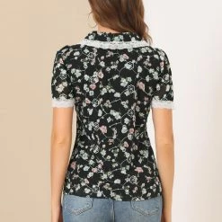 Allegra K Women's Peter Pan Collar Lace Embroidered Casual Floral Shirt Blouse 60 Allegra K Women's Peter Pan Collar Lace Embroidered Casual Floral Shirt Blouse