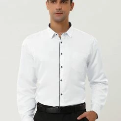 Allegra K Men's Dress Shirt Classic Slim Fit Long Sleeve Button Down Business Shirt