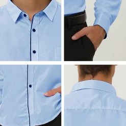 Allegra K Men's Dress Shirt Classic Slim Fit Long Sleeve Button Down Business Shirt