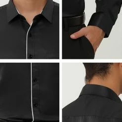 Allegra K Men's Dress Shirt Classic Slim Fit Long Sleeve Button Down Business Shirt