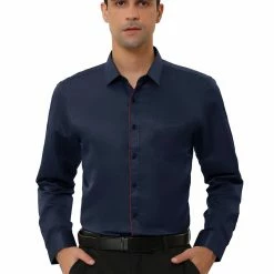 Allegra K Men's Dress Shirt Classic Slim Fit Long Sleeve Button Down Business Shirt