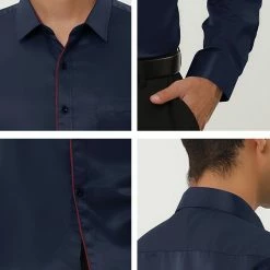 Allegra K Men's Dress Shirt Classic Slim Fit Long Sleeve Button Down Business Shirt