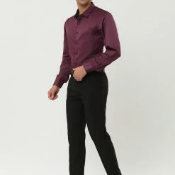 Allegra K Men's Dress Shirt Classic Slim Fit Long Sleeve Button Down Business Shirt