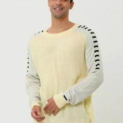 Allegra K Men's Casual Rib Knit Sweater Crew Neck Long Sleeve Ribbed Knitted Pullover Top