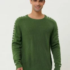 Allegra K Men's Casual Rib Knit Sweater Crew Neck Long Sleeve Ribbed Knitted Pullover Top