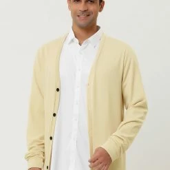 Allegra K Men's Cardigan Sweater Button Closure V Neck Casual Knitted Sweaters