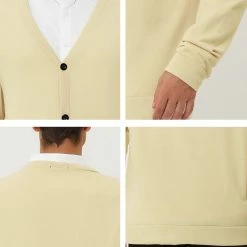 Allegra K Men's Cardigan Sweater Button Closure V Neck Casual Knitted Sweaters