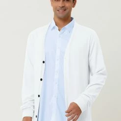 Allegra K Men's Cardigan Sweater Button Closure V Neck Casual Knitted Sweaters