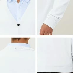 Allegra K Men's Cardigan Sweater Button Closure V Neck Casual Knitted Sweaters