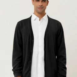 Allegra K Men's Cardigan Sweater Button Closure V Neck Casual Knitted Sweaters