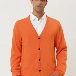 Allegra K Men's Cardigan Sweater Button Closure V Neck Casual Knitted Sweaters