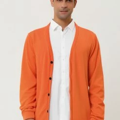 Allegra K Men's Cardigan Sweater Button Closure V Neck Casual Knitted Sweaters