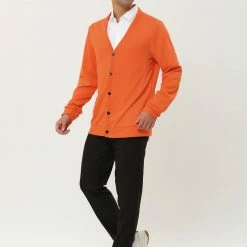 Allegra K Men's Cardigan Sweater Button Closure V Neck Casual Knitted Sweaters