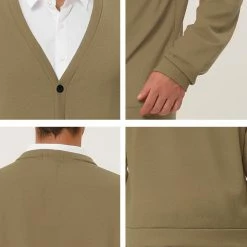 Allegra K Men's Cardigan Sweater Button Closure V Neck Casual Knitted Sweaters