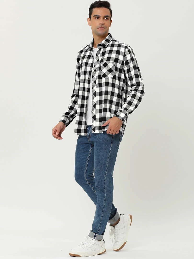 Allegra K Men's Casual Long Sleeve Button Down Plaid Checked Dress Shirts 31 Allegra K Men's Casual Long Sleeve Button Down Plaid Checked Dress Shirts