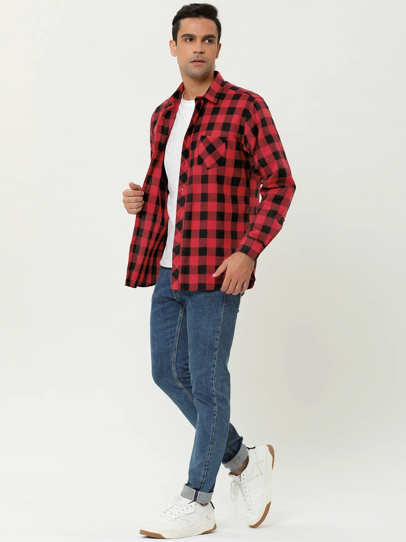 Allegra K Men's Casual Long Sleeve Button Down Plaid Checked Dress Shirts 37 Allegra K Men's Casual Long Sleeve Button Down Plaid Checked Dress Shirts