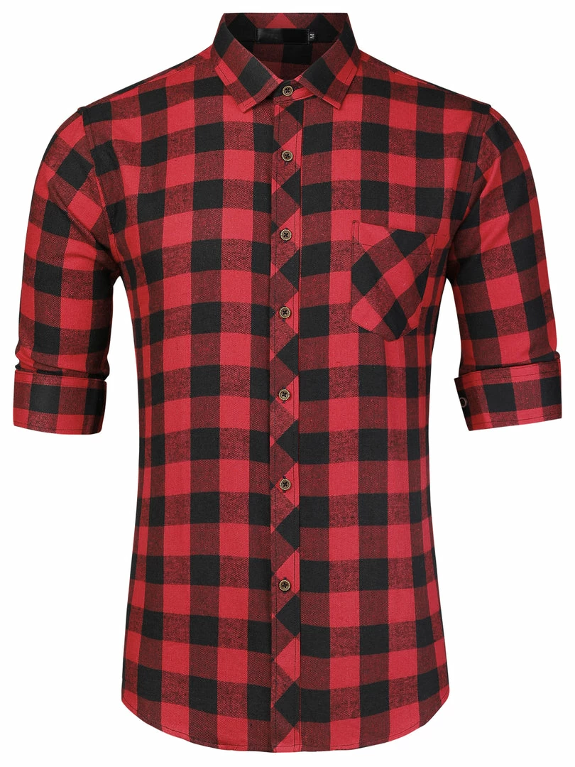 Allegra K Men's Casual Long Sleeve Button Down Plaid Checked Dress Shirts 34 Allegra K Men's Casual Long Sleeve Button Down Plaid Checked Dress Shirts