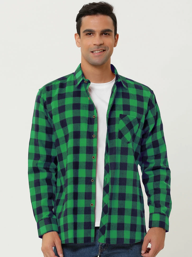 Allegra K Men's Casual Long Sleeve Button Down Plaid Checked Dress Shirts 42 Allegra K Men's Casual Long Sleeve Button Down Plaid Checked Dress Shirts