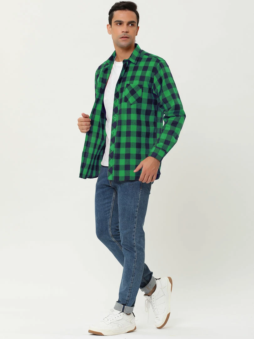 Allegra K Men's Casual Long Sleeve Button Down Plaid Checked Dress Shirts 43 Allegra K Men's Casual Long Sleeve Button Down Plaid Checked Dress Shirts