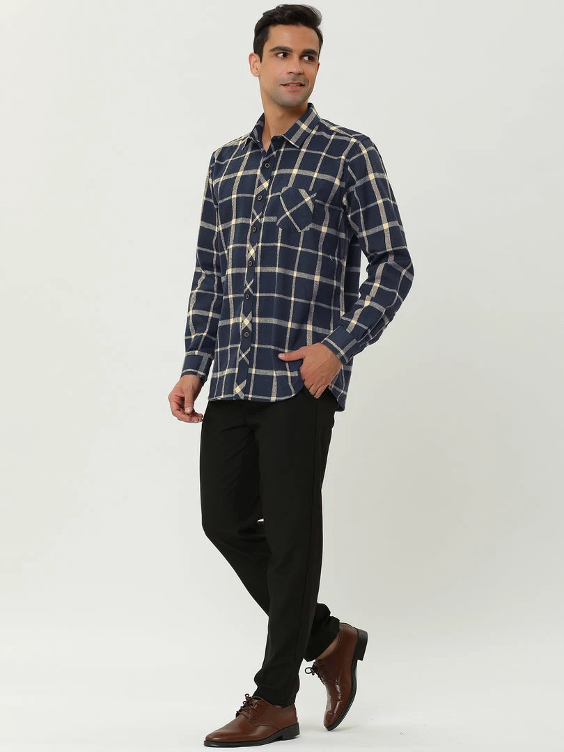 Allegra K Men's Casual Long Sleeve Button Down Plaid Checked Dress Shirts 13 Allegra K Men's Casual Long Sleeve Button Down Plaid Checked Dress Shirts