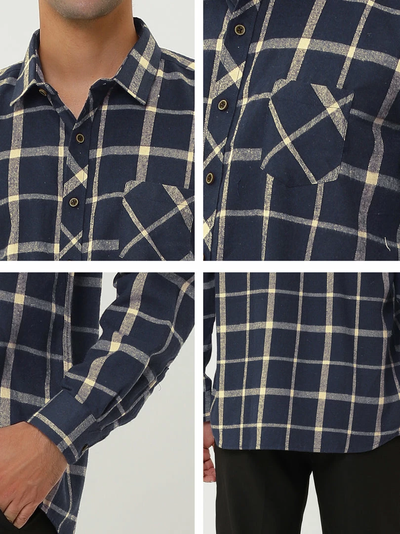 Allegra K Men's Casual Long Sleeve Button Down Plaid Checked Dress Shirts 15 Allegra K Men's Casual Long Sleeve Button Down Plaid Checked Dress Shirts