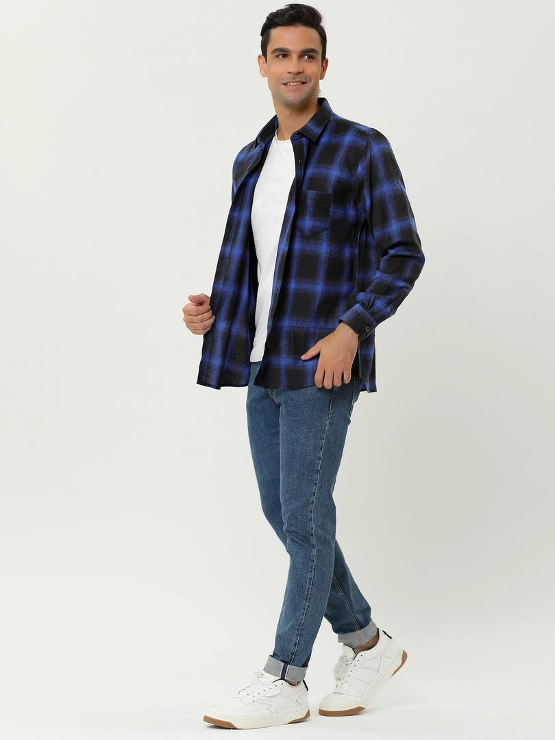 Allegra K Men's Casual Long Sleeve Button Down Plaid Checked Dress Shirts 49 Allegra K Men's Casual Long Sleeve Button Down Plaid Checked Dress Shirts