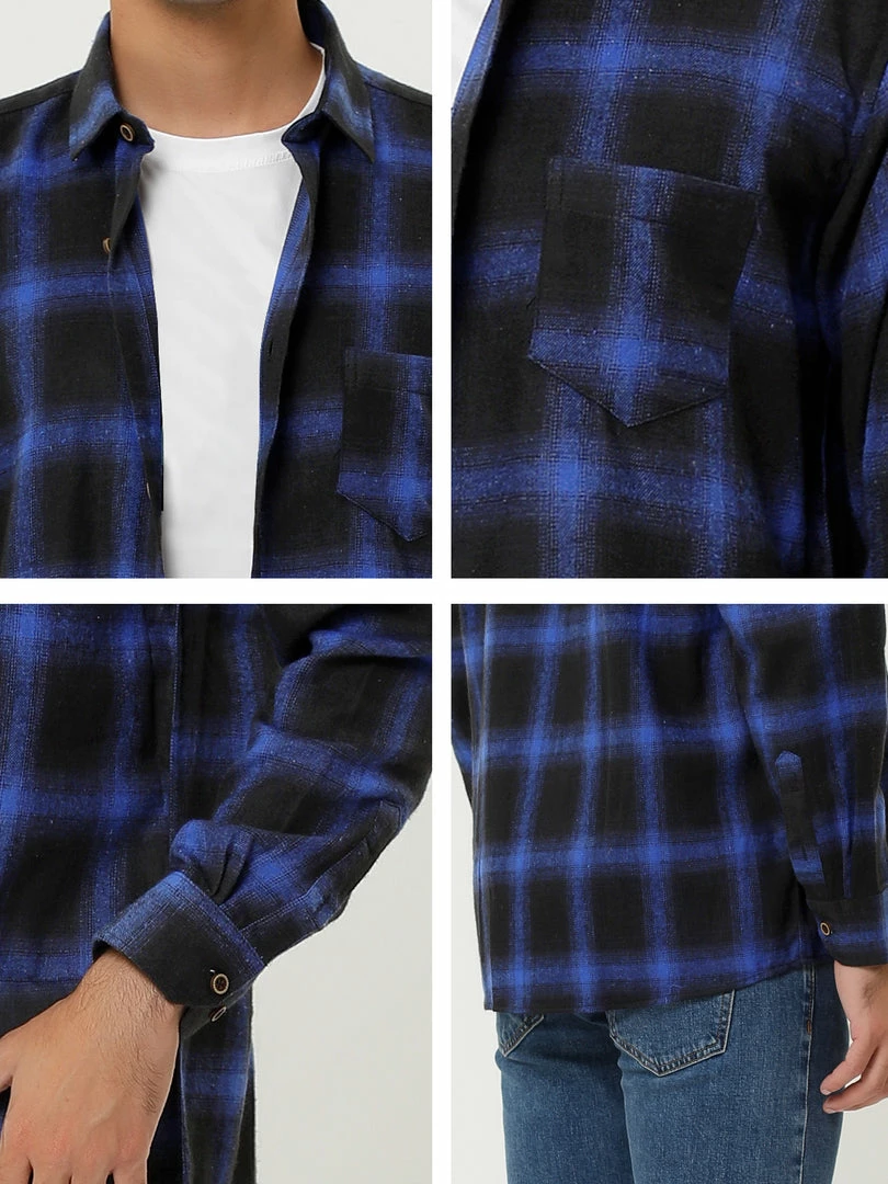 Allegra K Men's Casual Long Sleeve Button Down Plaid Checked Dress Shirts 51 Allegra K Men's Casual Long Sleeve Button Down Plaid Checked Dress Shirts